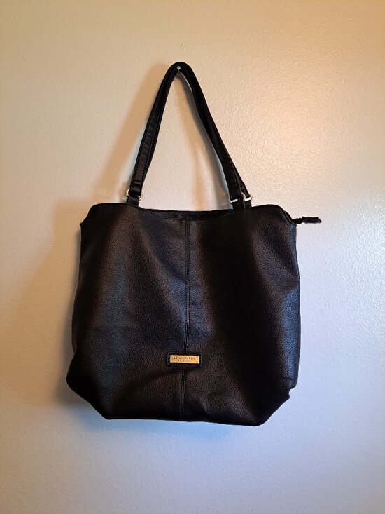 London Fog Handbags - London Fog Collection Floriana satchel made from black pebbled vegan leather